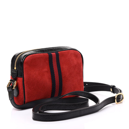Gucci Suede Patent Web Mini Ophidia Shoulder Bag Red 2 of 9