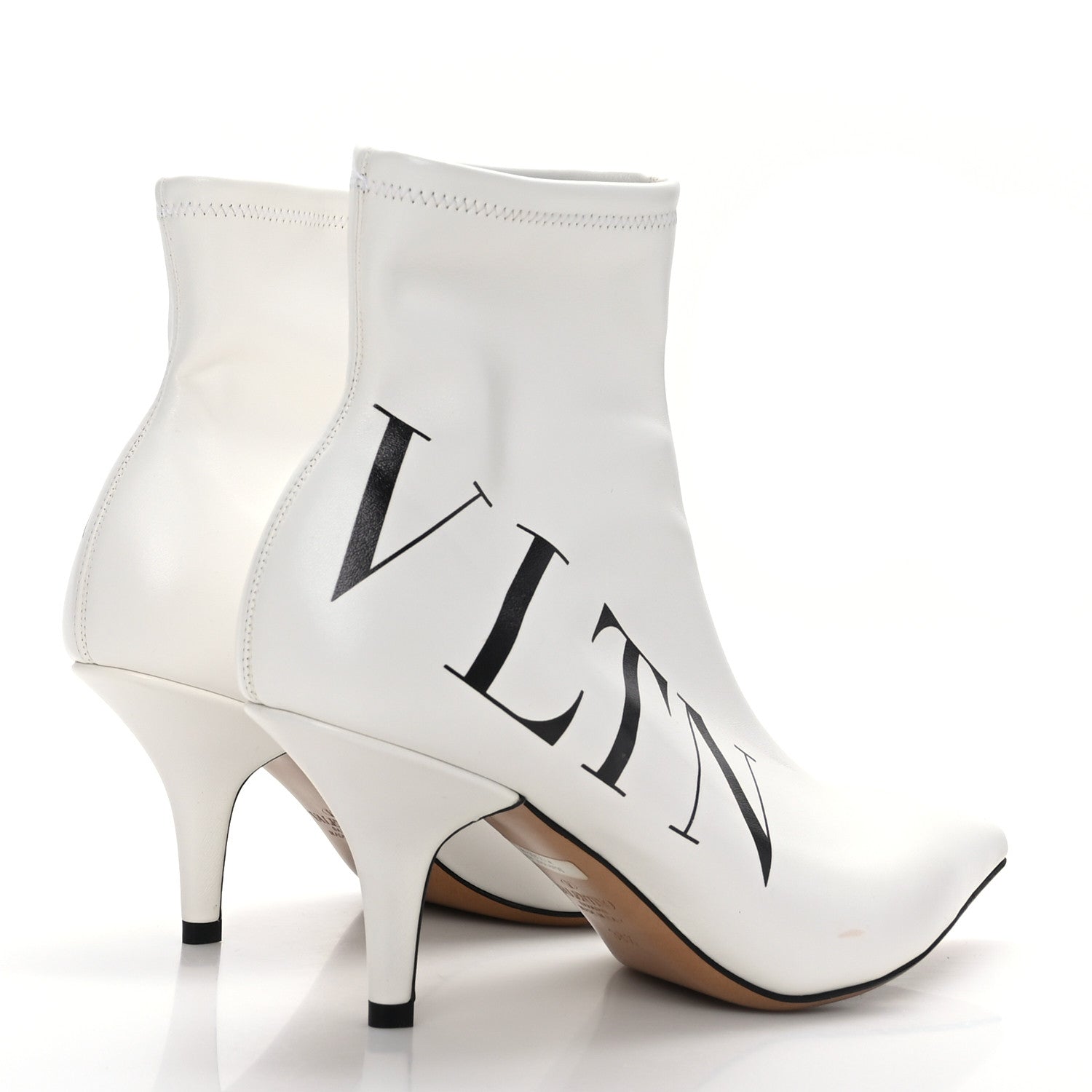 Valentino Garavani Eco Leather VLTN 70mm Sock Booties 38.5 White Black 4 of 7