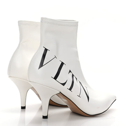 Valentino Garavani Eco Leather VLTN 70mm Sock Booties 38.5 White Black 4 of 7