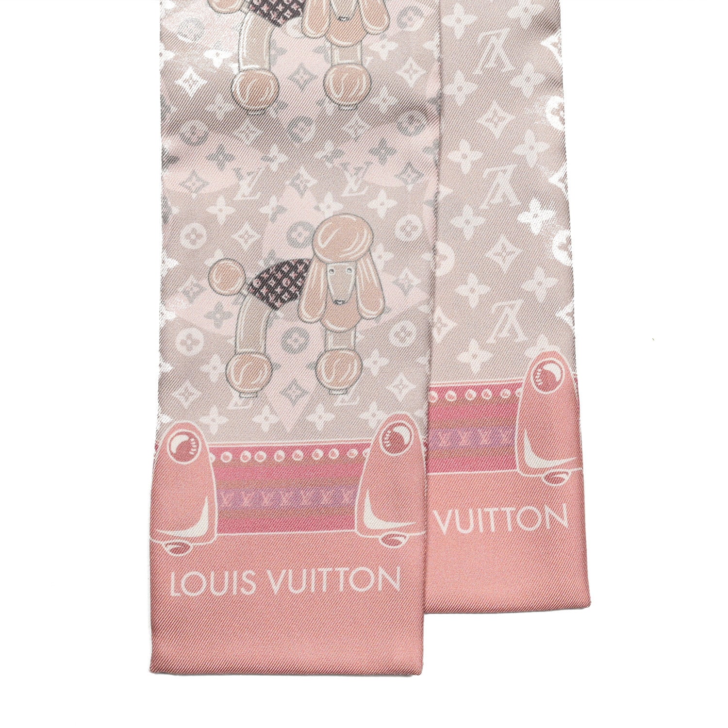 Louis Vuitton Silk Monogram Poodle Animalle Bandeau Rose Pale 2 of 4