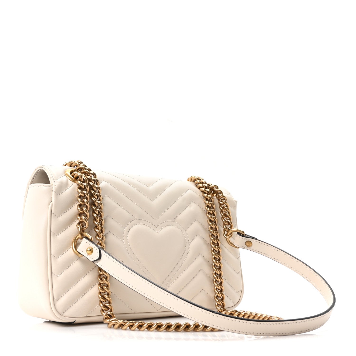 Gucci Calfskin Matelasse Small GG Marmont Shoulder Bag White 3 of 10
