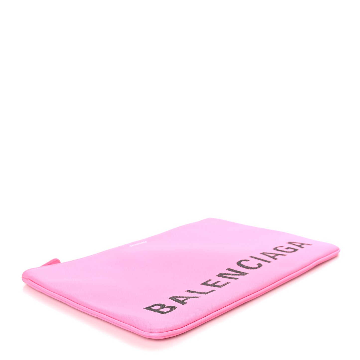 Calfskin Logo Large Zip Pouch Acid Pink