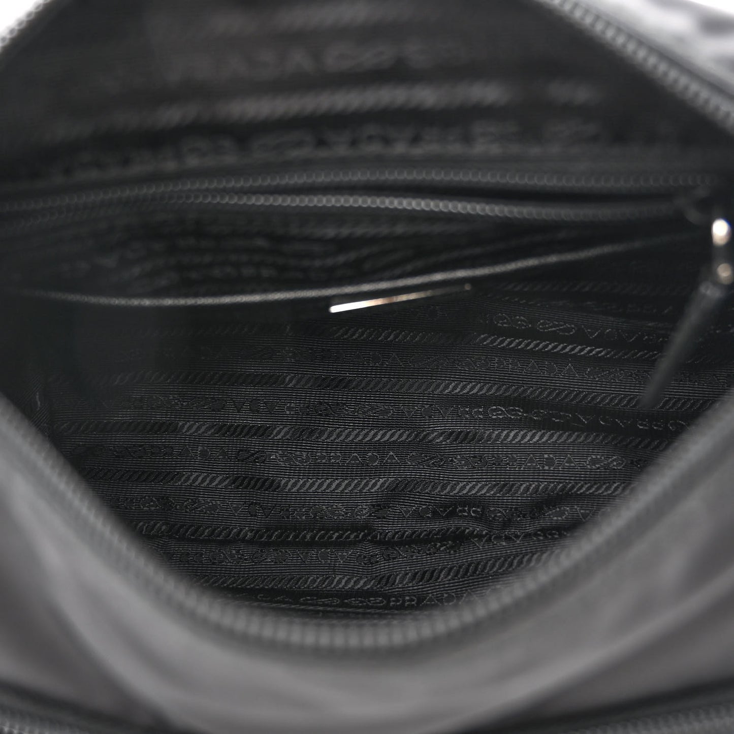 Re-Nylon Vela Saffiano Pocket Single Buckle Messenger Shoulder Bag Black
