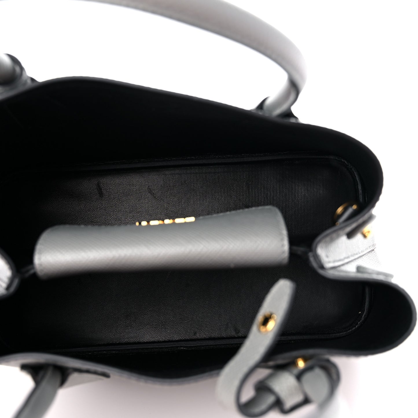 Saffiano Cuir Mini Double Bag Slate Black