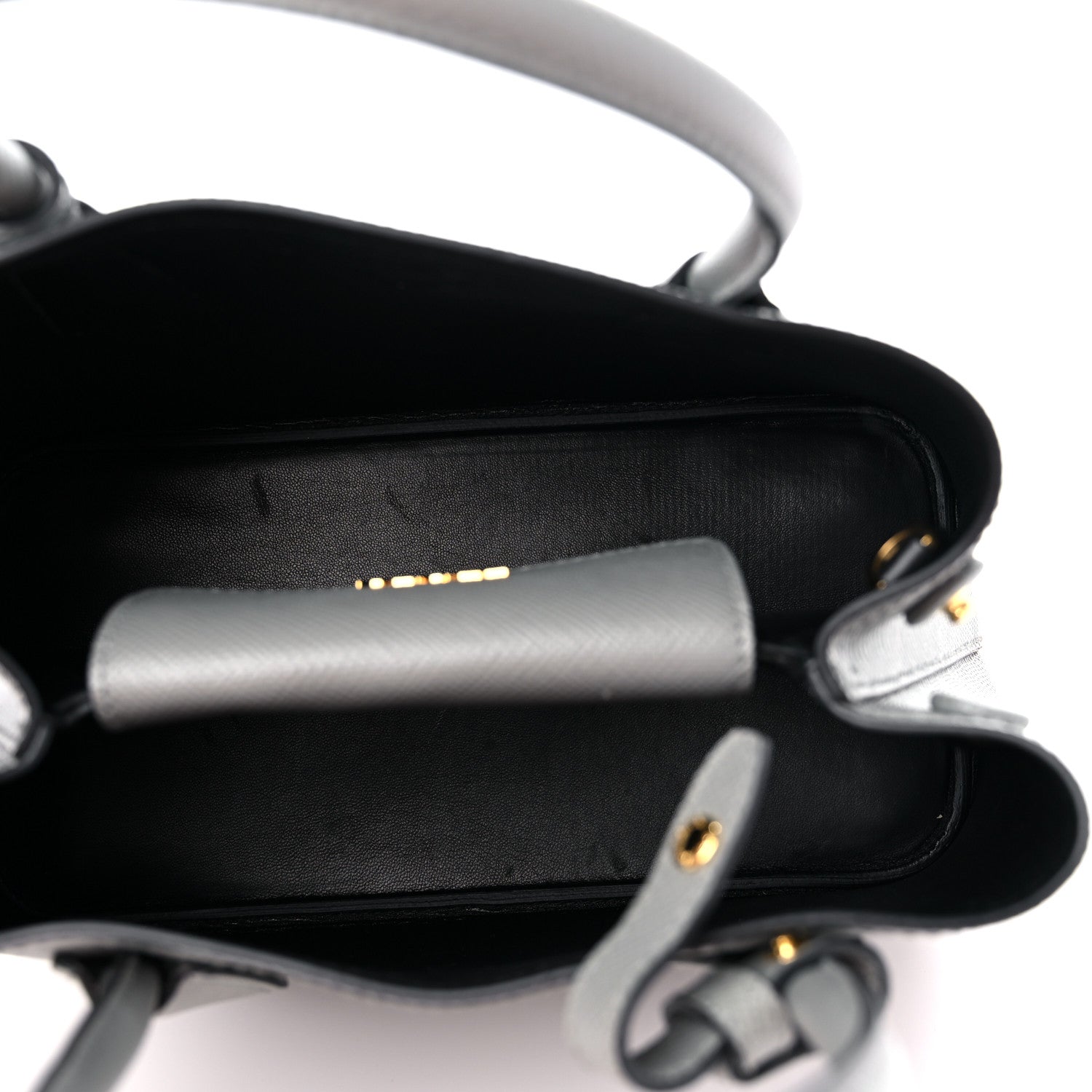 Prada Saffiano Cuir Mini Double Bag Slate Black 4 of 9