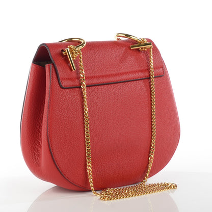 Chloe Grained Lambskin Drew Shoulder Bag Plaid Red 3 of 8