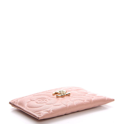 Chanel Caviar Camellia Embossed Card Holder Pink 4 of 9