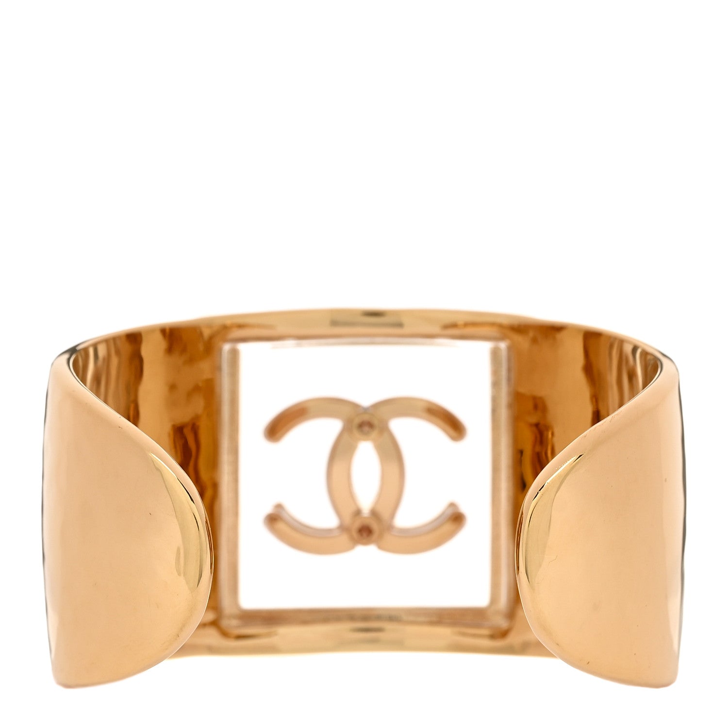 Chanel Resin CC Cuff Transparent Gold 2 of 5