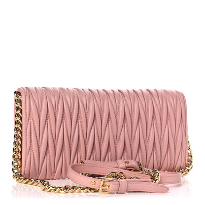 Miu Miu Nappa Matelasse Wallet On Chain Orchidea 3 of 13