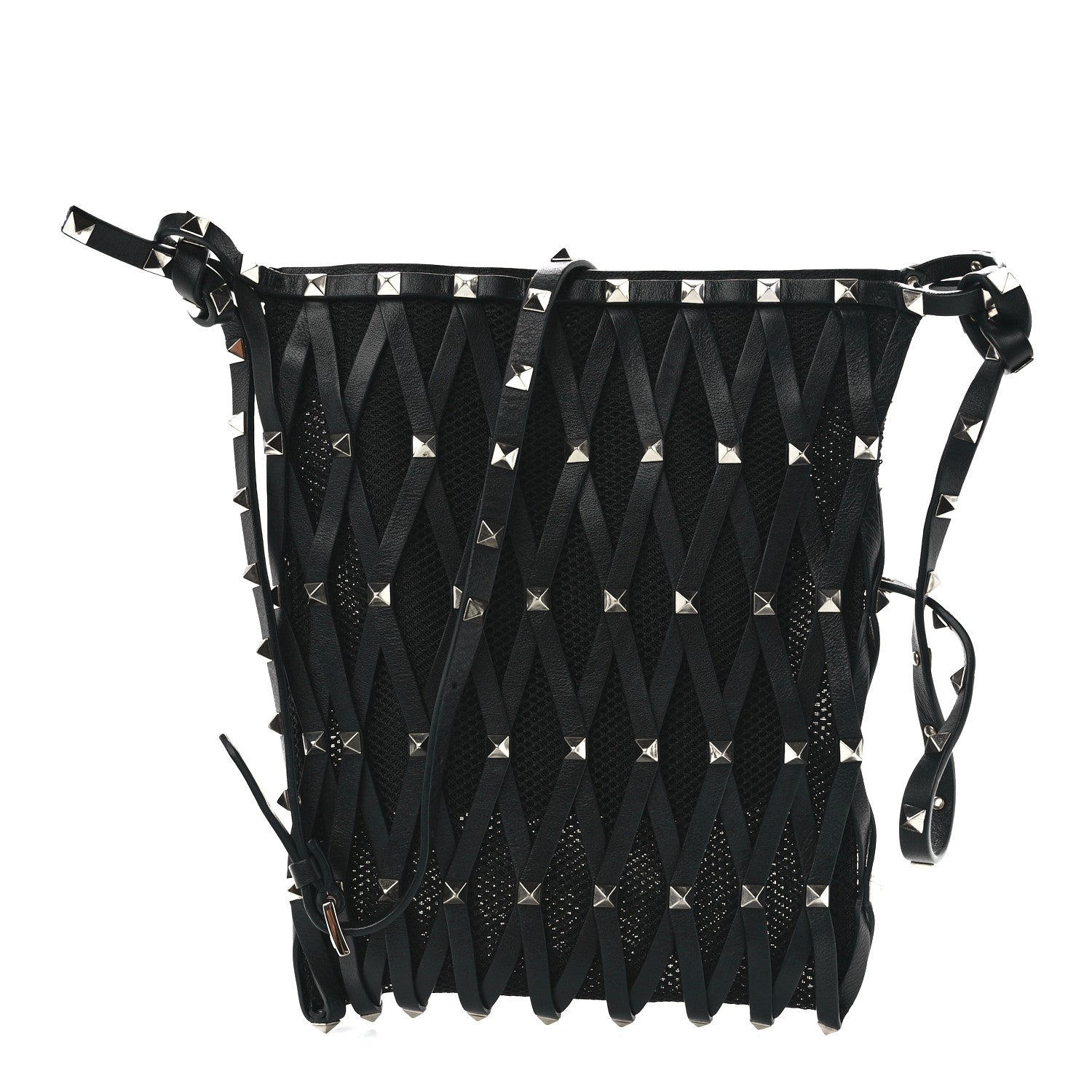 Valentino Garavani Vitello Rockstud Lattice Mesh Mini Crossbody Black 1 of 9