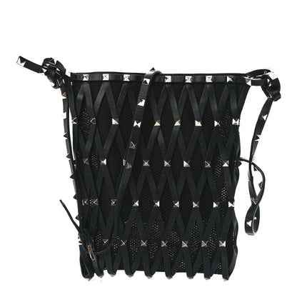 Valentino Garavani Vitello Rockstud Lattice Mesh Mini Crossbody Black 1 of 9