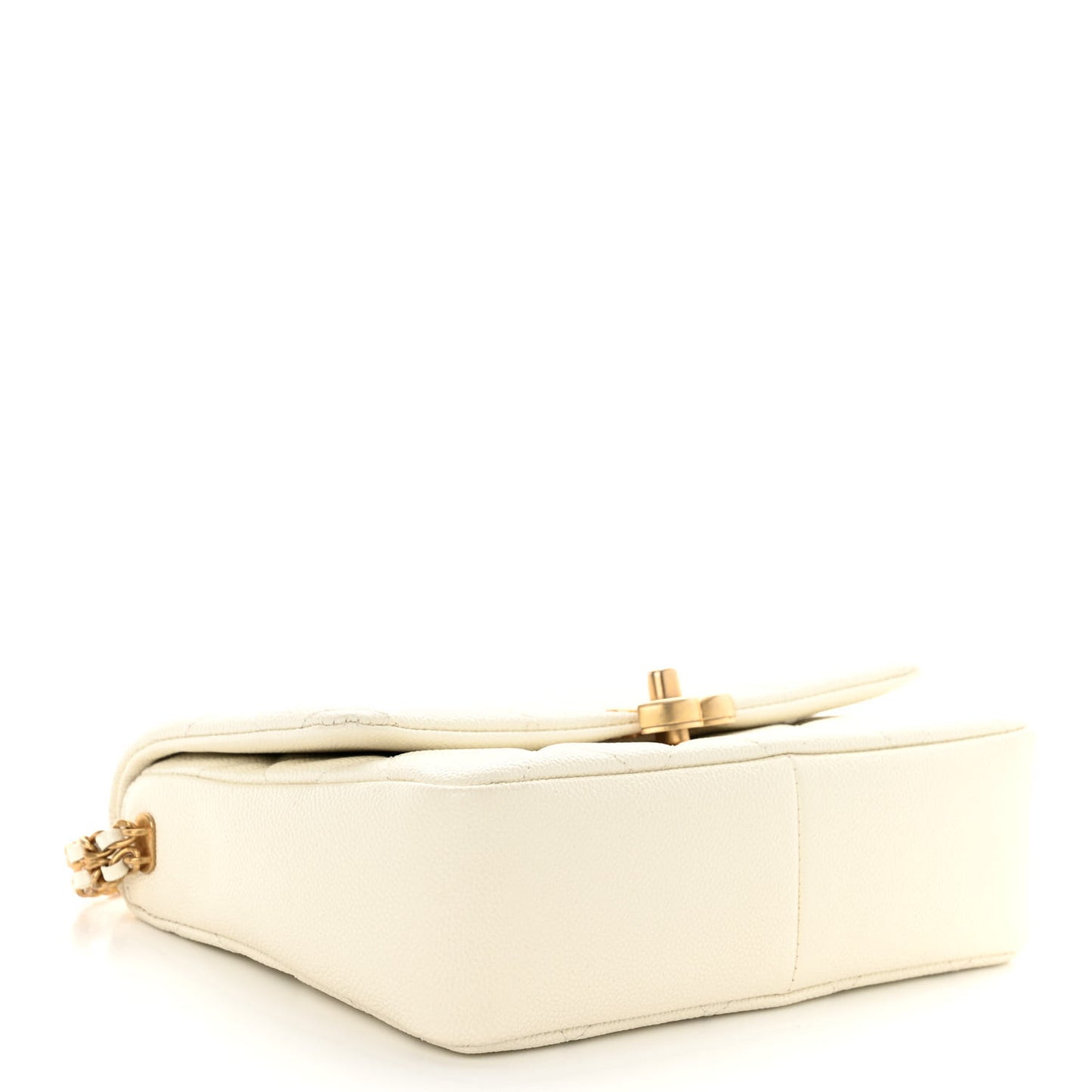 Shiny Caviar Quilted Small Chain Melody Flap White