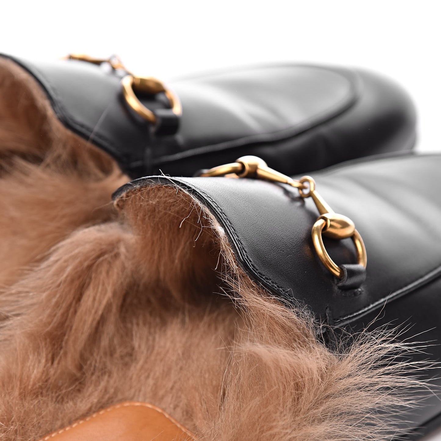 Calfskin Fur Womens Princetown Slippers 37 Black