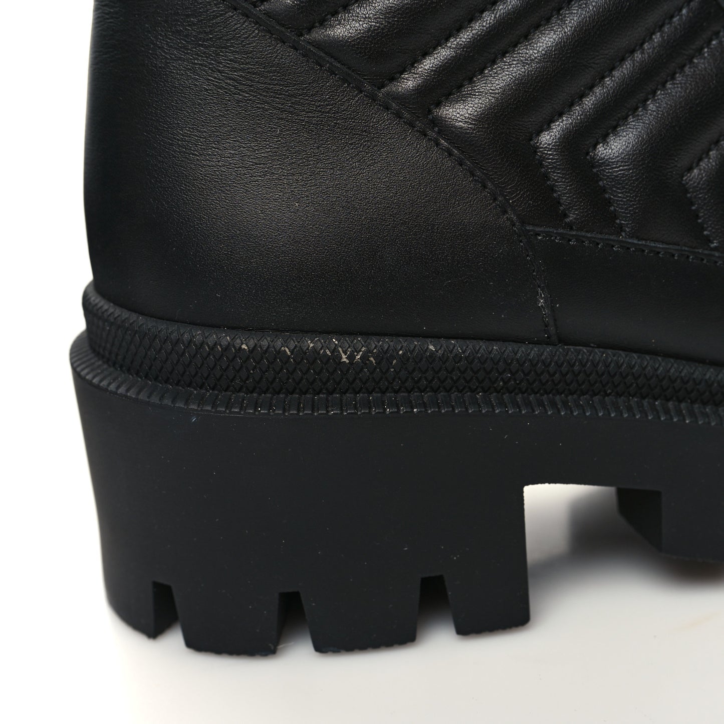 Nappa Frances GG Matelasse Platform Combat Boots 36 Black