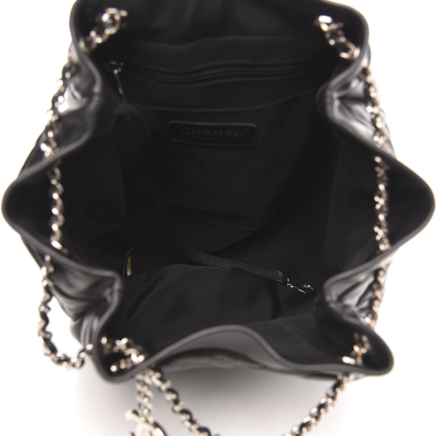 Chanel Lambskin Chevron Small Urban Spirit Drawstring Bag Black 5 of 11