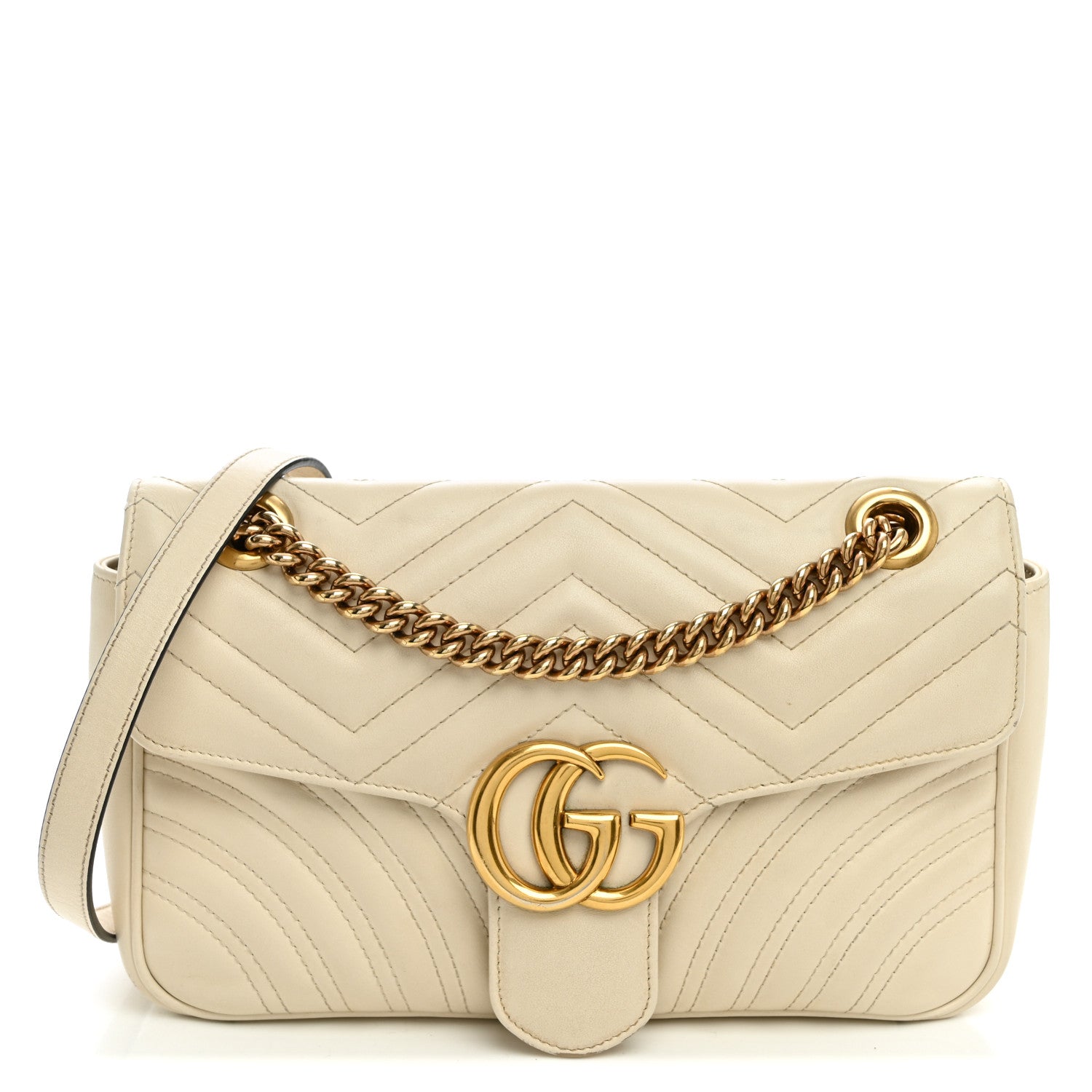 Gucci Calfskin Matelasse Small GG Marmont Shoulder Bag White 1 of 12