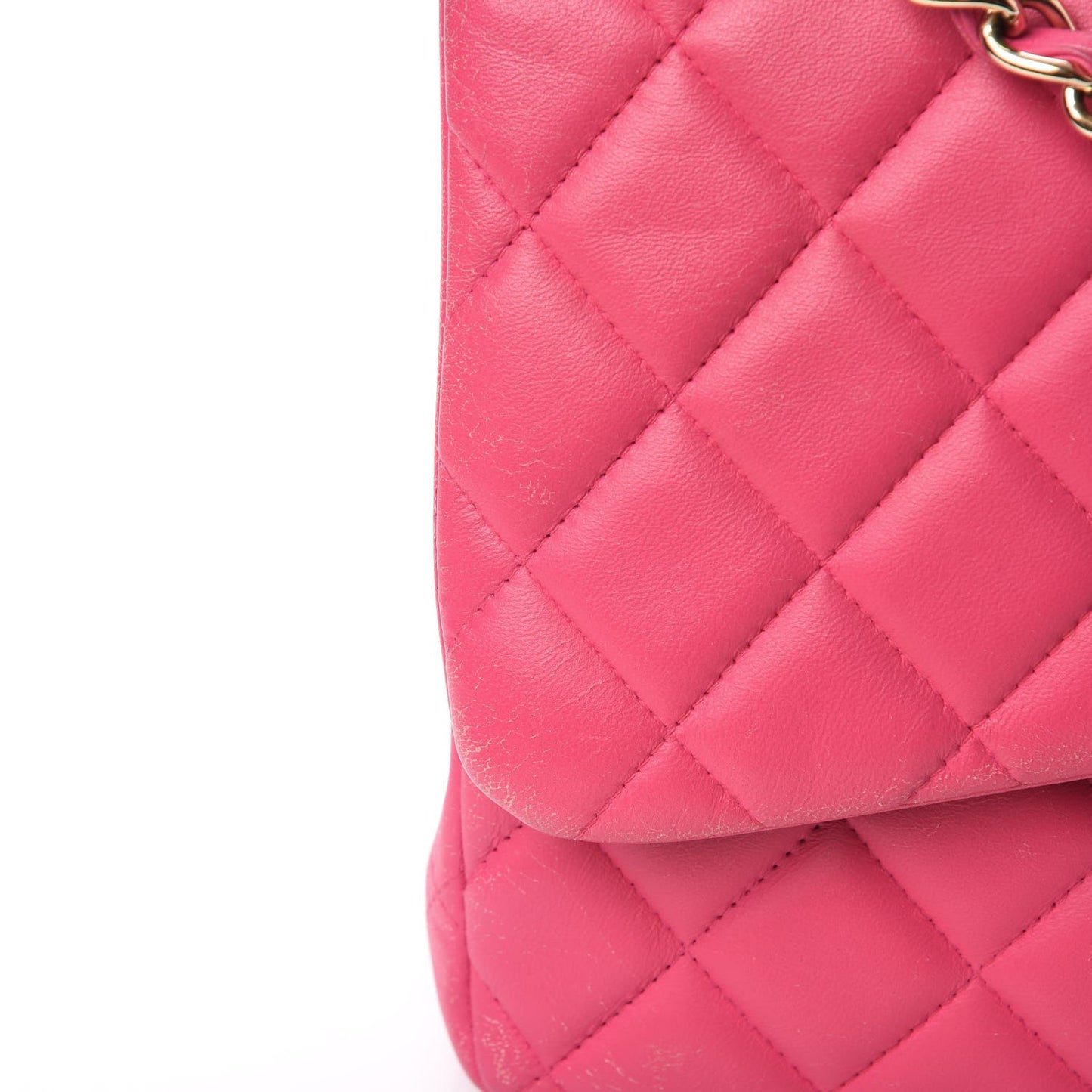 Lambskin Quilted Jumbo Double Flap Dark Pink