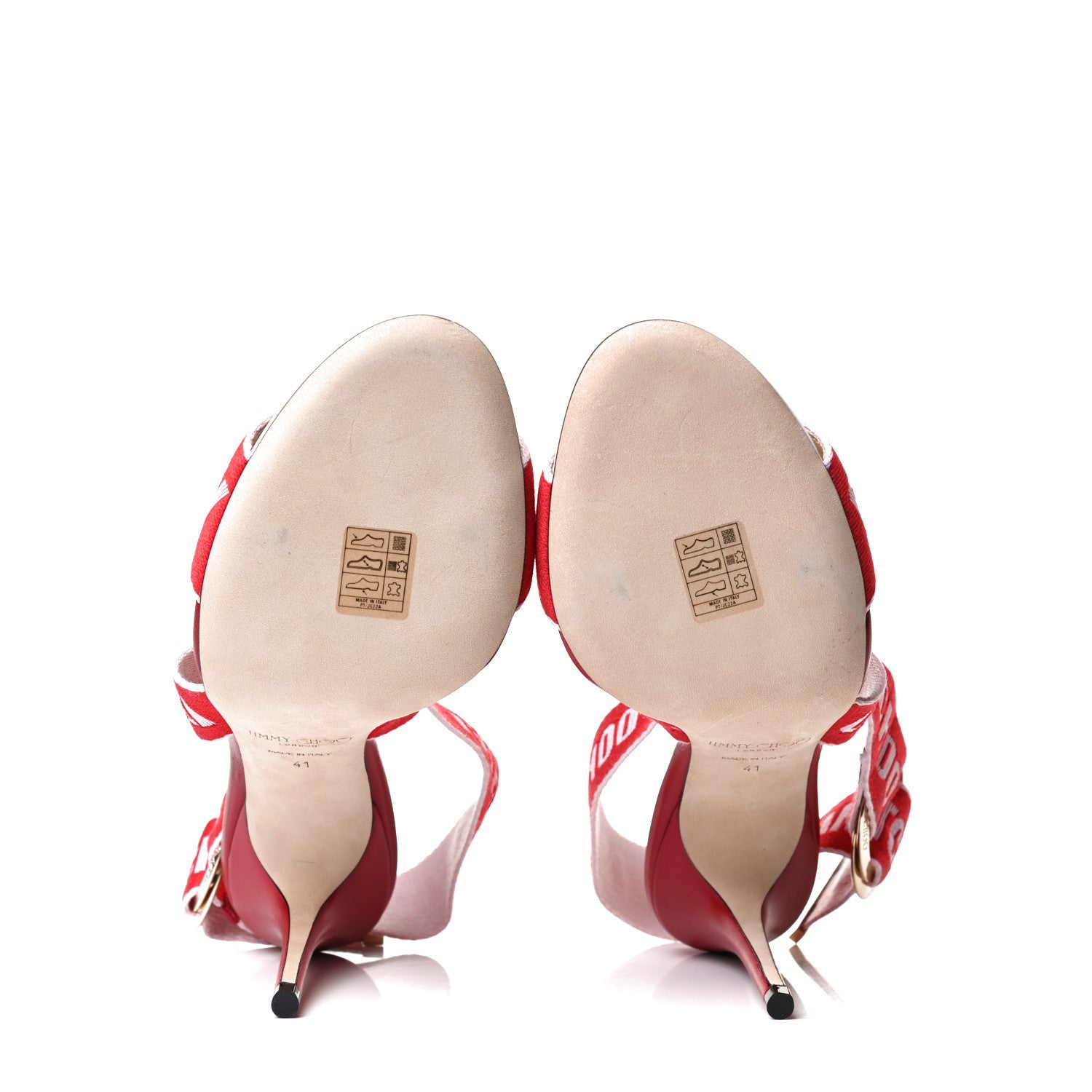 Jimmy Choo Canvas Bailey 100 Pumps 41 Red White 6 of 10