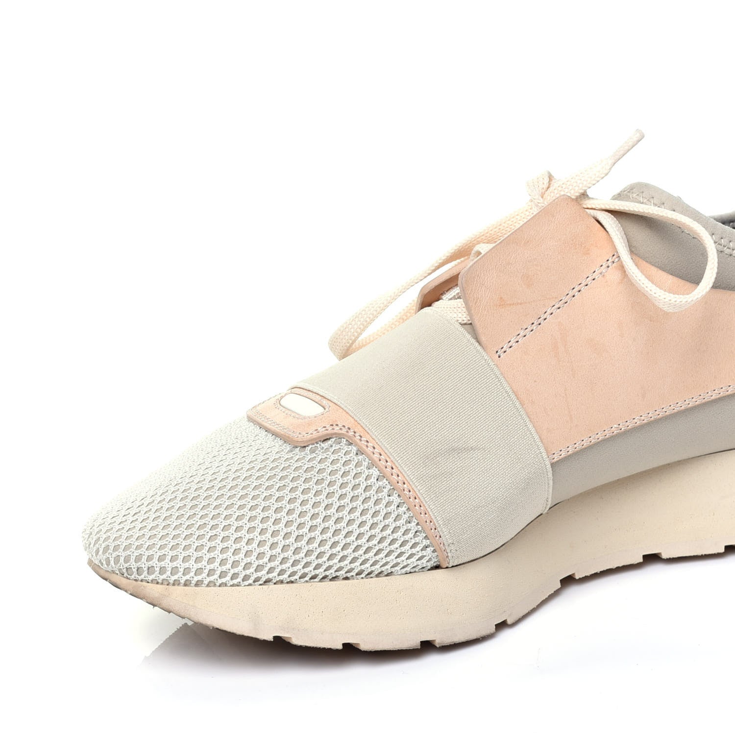 Balenciaga Mesh Calfskin Neoprene Suede Womens Race Runner Sneakers 40 White Black Craie Beige 11 of 15