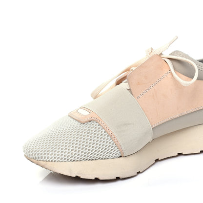 Balenciaga Mesh Calfskin Neoprene Suede Womens Race Runner Sneakers 40 White Black Craie Beige 11 of 15