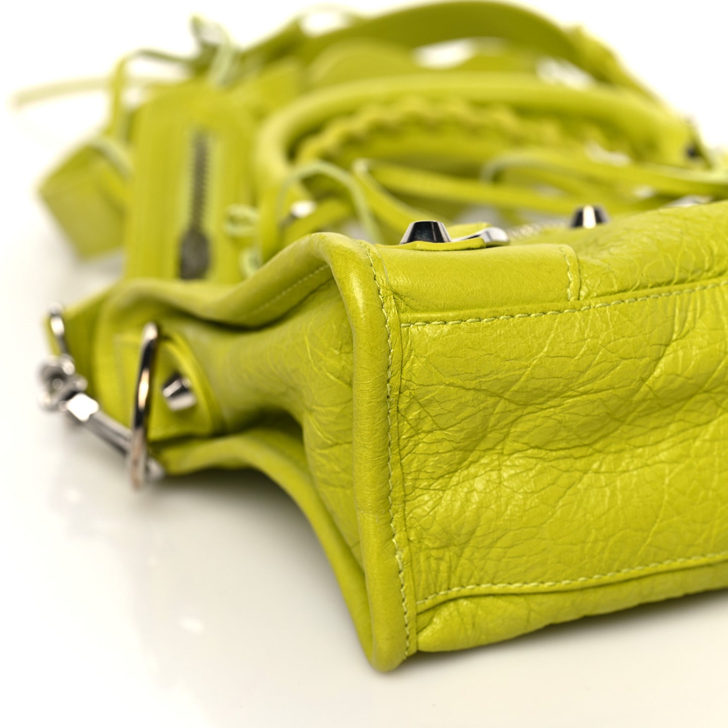 Agneau Classic Silver Hardware Mini City Lime