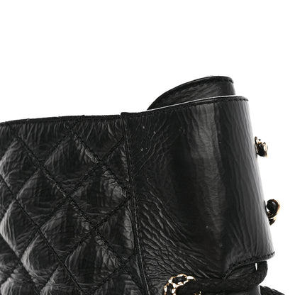 Chanel Shiny Calfskin Quilted Lace Up Combat Boots 35.5 Black 17 of 18
