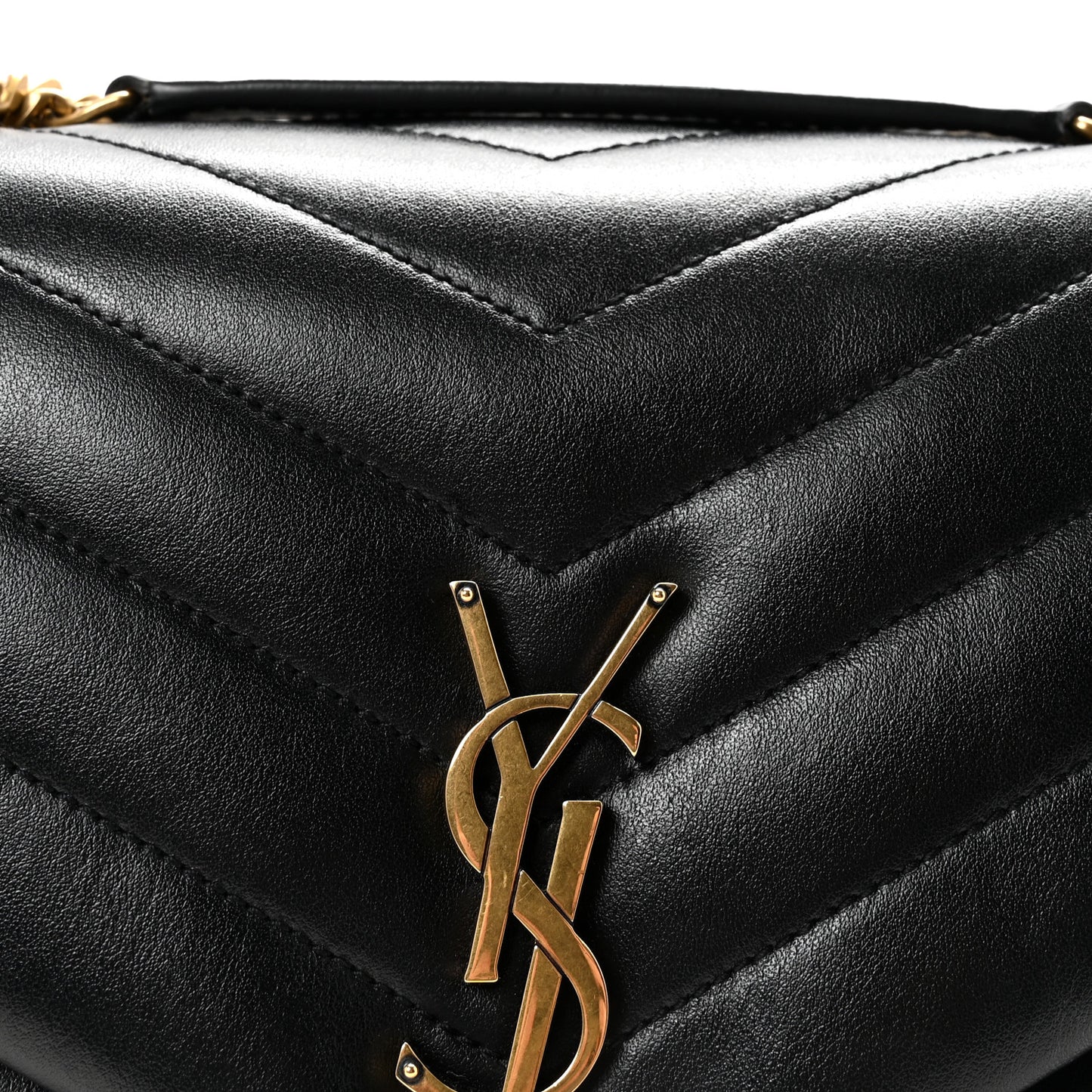 Calfskin Y Quilted Monogram Medium Loulou Chain Satchel Black