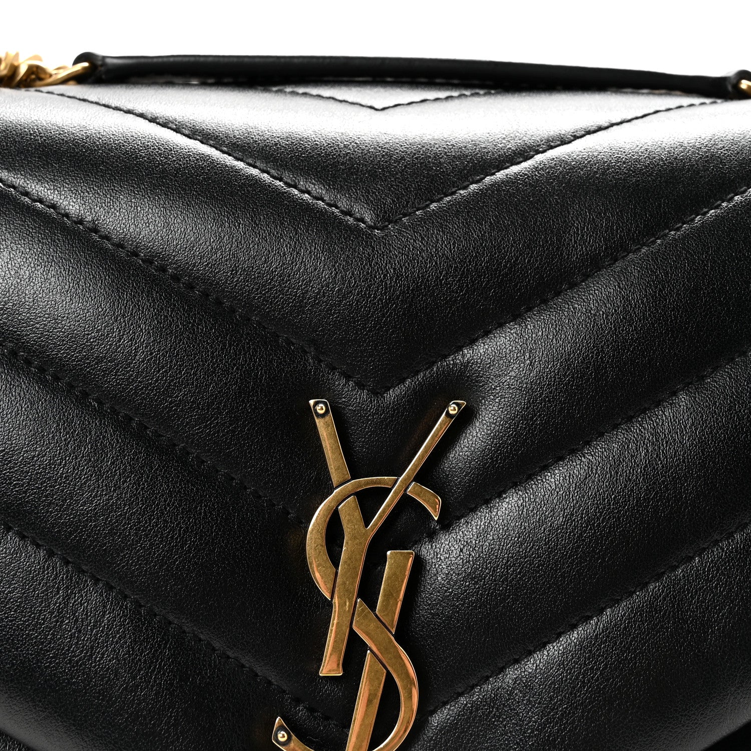 Saint Laurent Calfskin Y Quilted Monogram Medium Loulou Chain Satchel Black 7 of 9