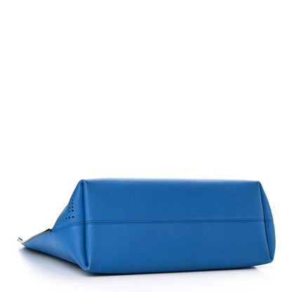 Christian Dior Calfskin Perforated Cannage Dioriva Tote Blue 4 of 9