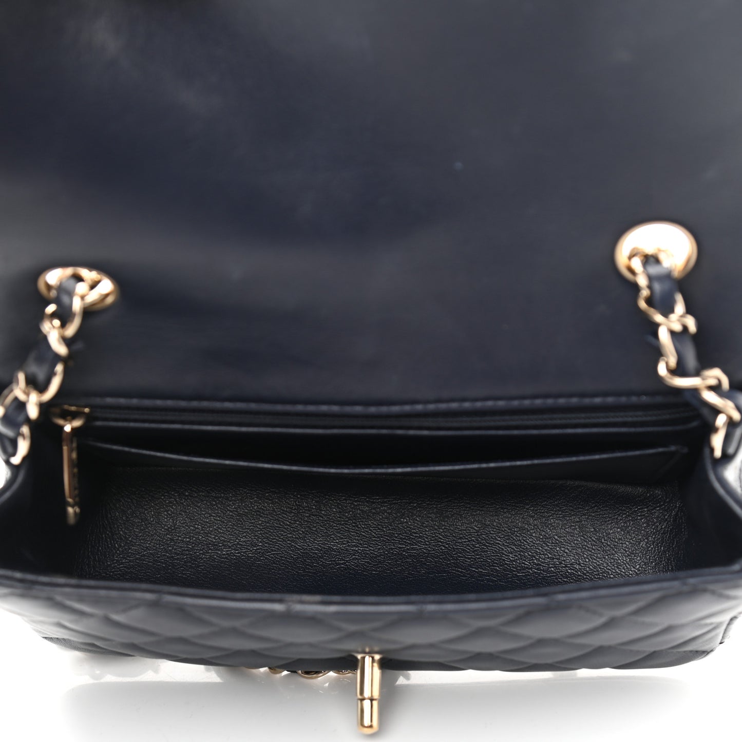 Lambskin Quilted Mini Rectangular Flap Dark Navy Blue