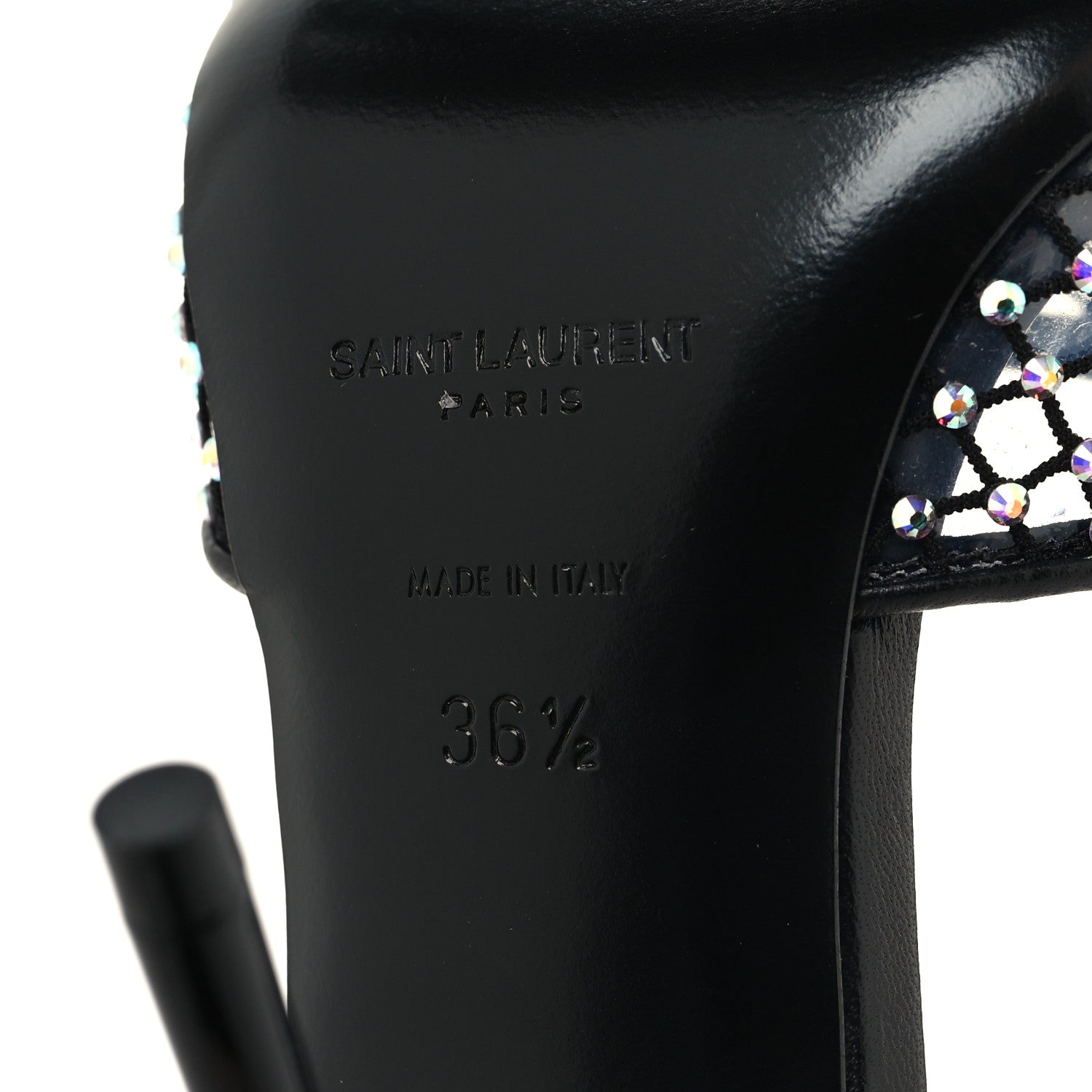 Saint Laurent Mesh Strass Giqua 95 Mule Sandals 36.5 Black 6 of 8