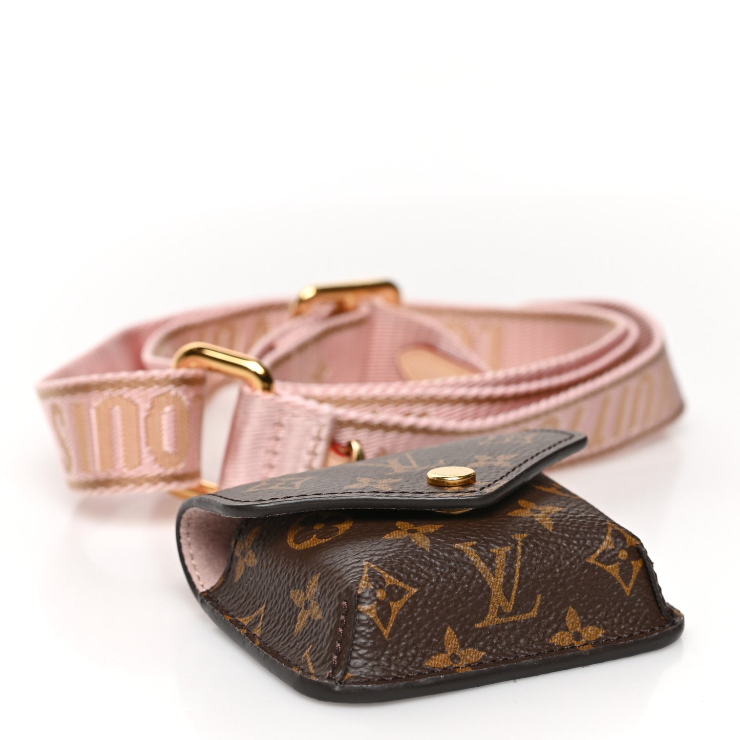Monogram Bumper On Strap Shoulder Strap Creme Pink
