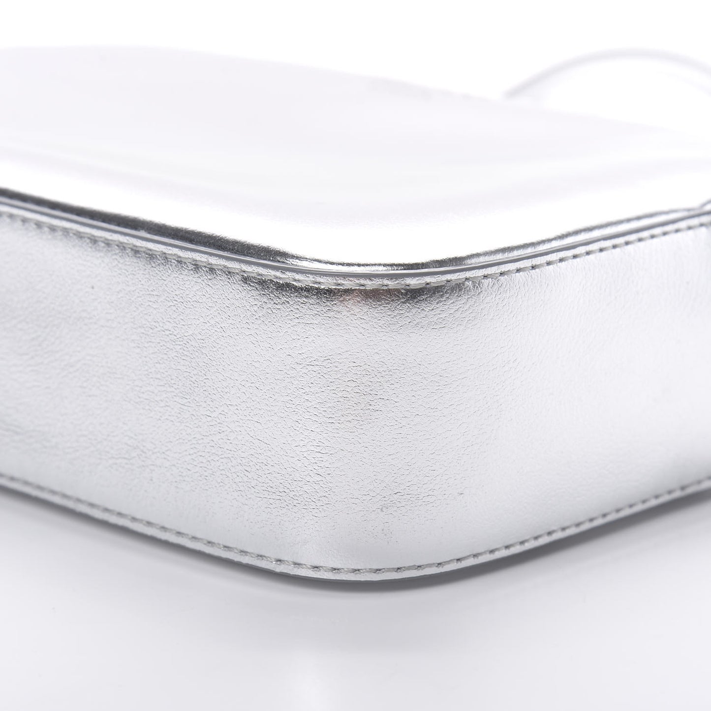 Metallic Calfskin Athini Camera Bag Silver