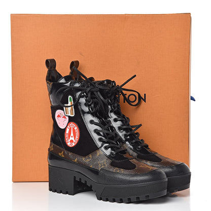 Louis Vuitton Suede Calfskin Monogram Checkpoint Platform Desert Boots 41 Black 9 of 9