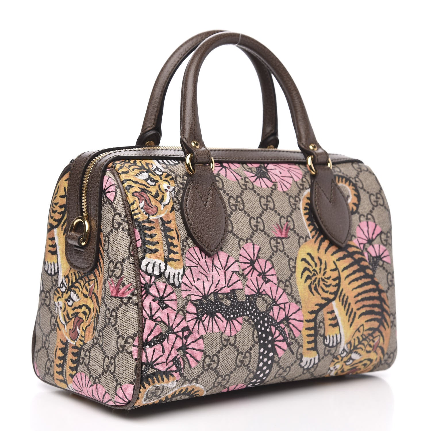 Gucci GG Supreme Monogram Bengal Small Boston Beige Pink 3 of 12