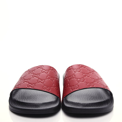Gucci Guccissima Signature Slide Sandals 41 Hibiscus Red 2 of 10