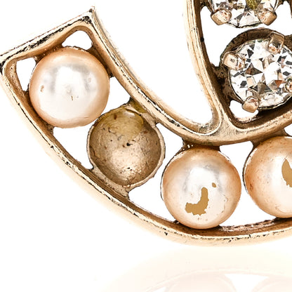 Chanel Pearl Crystal CC Brooch Gold Pearly White 4 of 4