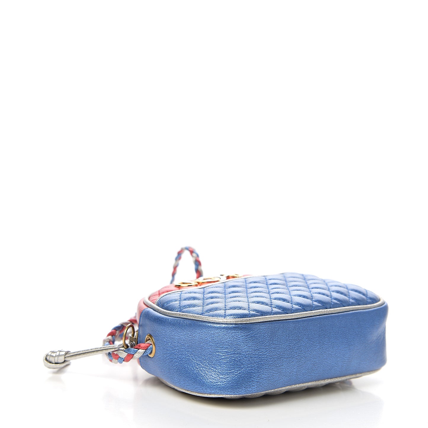 Laminated Nappa Trapuntata Mini Zumi Dome Shoulder Bag Rosso Marine Argento