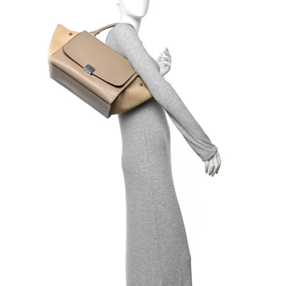 Celine Drummed Calfskin Suede Medium Trapeze Dune 2 of 11