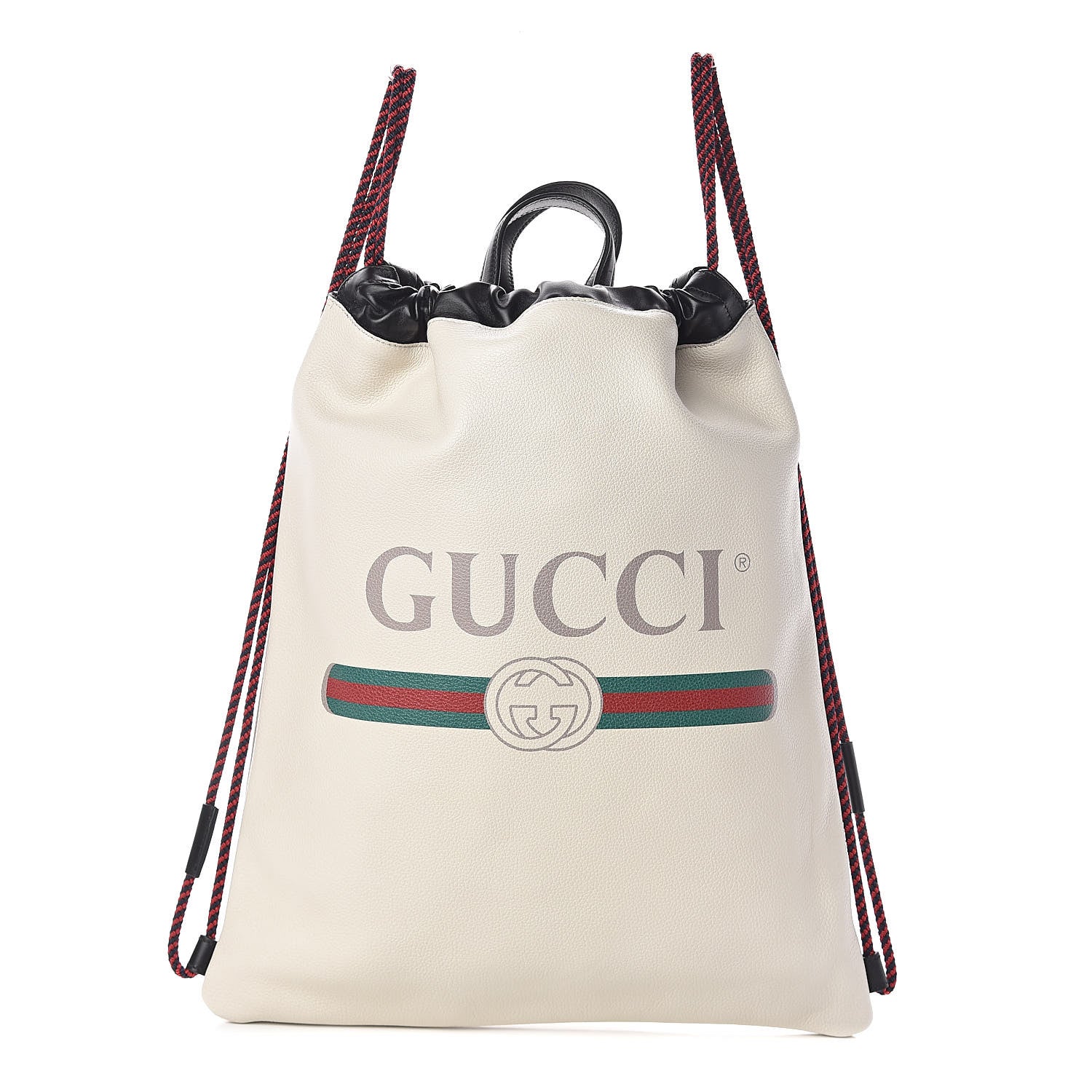 Gucci Calfskin Logo Drawstring Backpack Mystic White 3 of 11