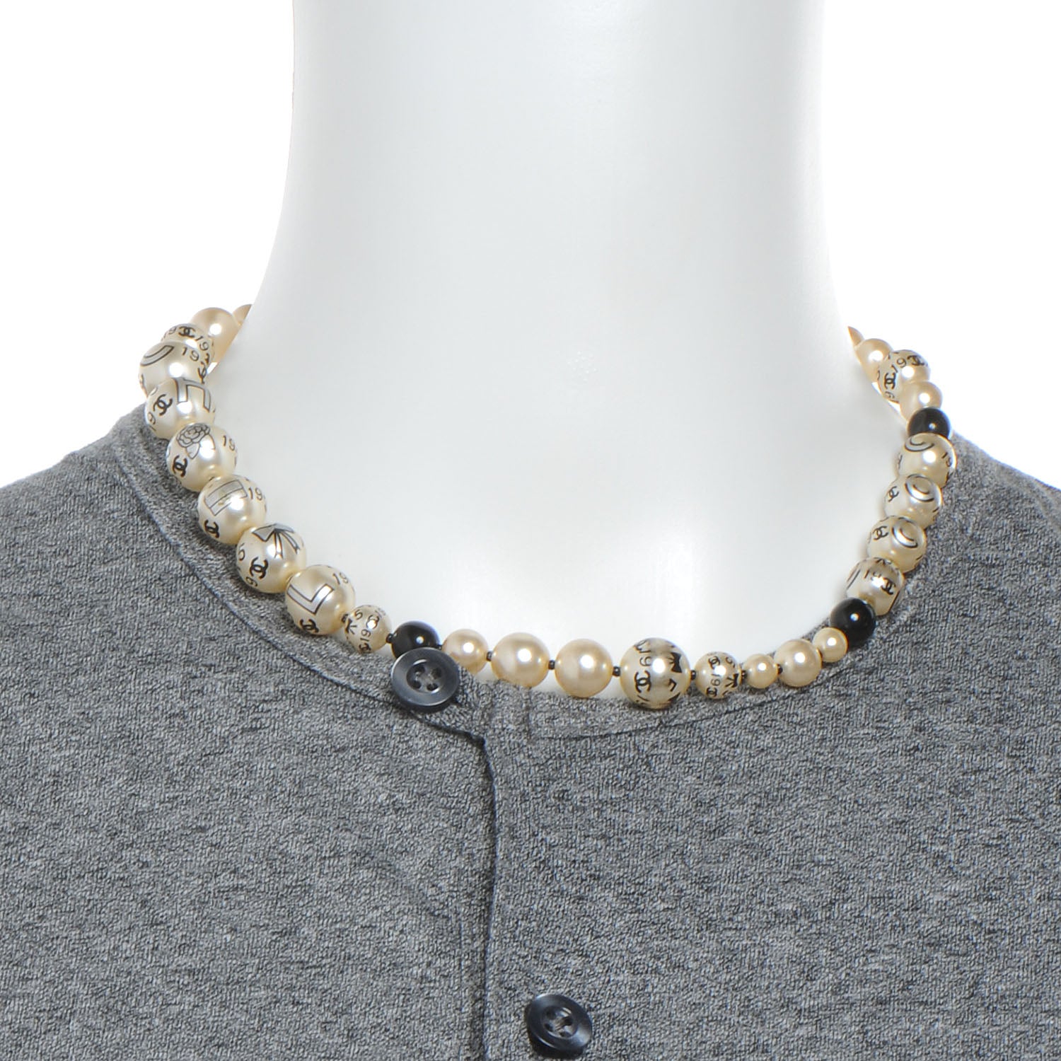 Chanel Pearl CC Coco Choker Necklace Ivory Black Gold 2 of 5