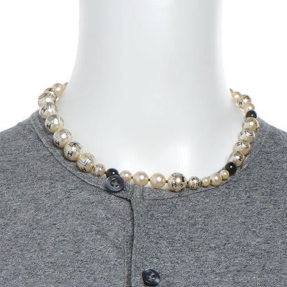 Chanel Pearl CC Coco Choker Necklace Ivory Black Gold 2 of 5