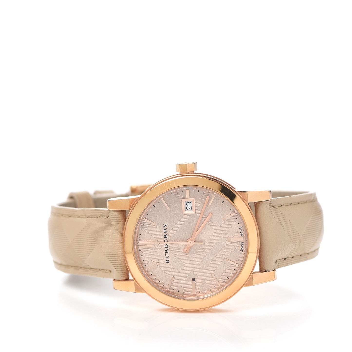 Stainless Steel Calfskin 34mm The City Quartz Watch Beige BU9154