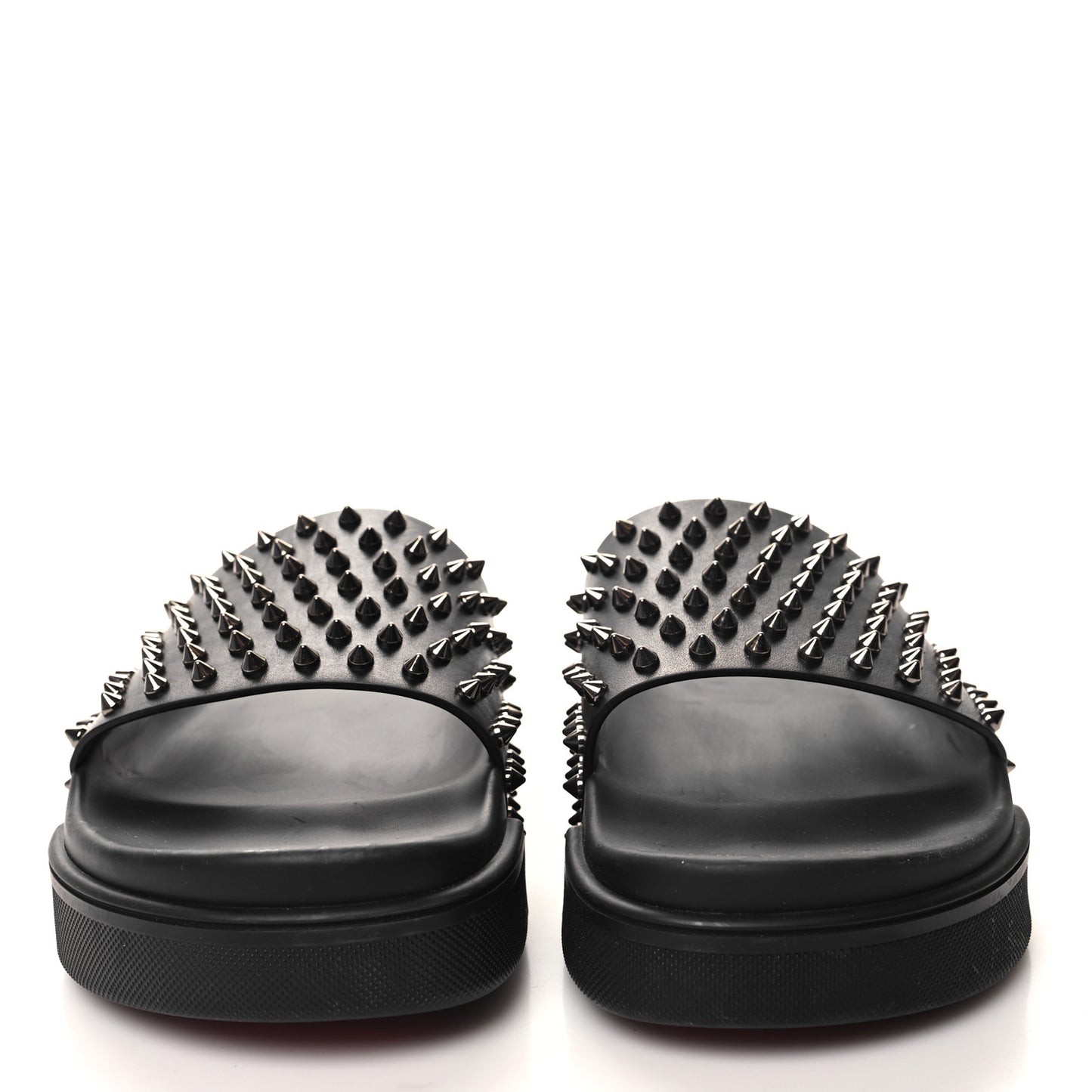 Calfskin Studded Mens Pool Fun Platform Flat Slide Sandals 44 Black
