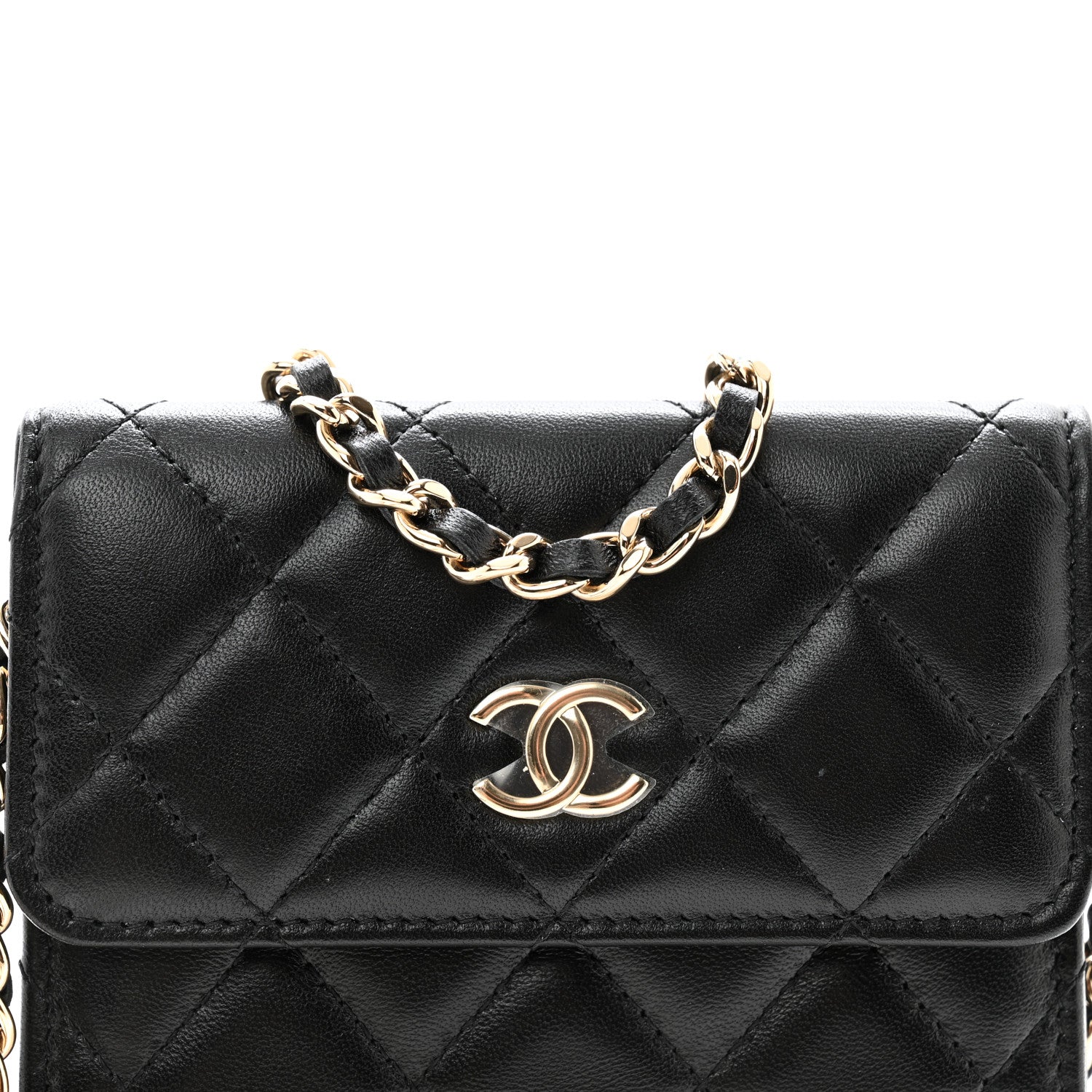Chanel Lambskin Quilted My Chanel Lady Card Holder On Chain Black 9 of 12