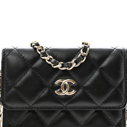Chanel Lambskin Quilted My Chanel Lady Card Holder On Chain Black 9 of 12