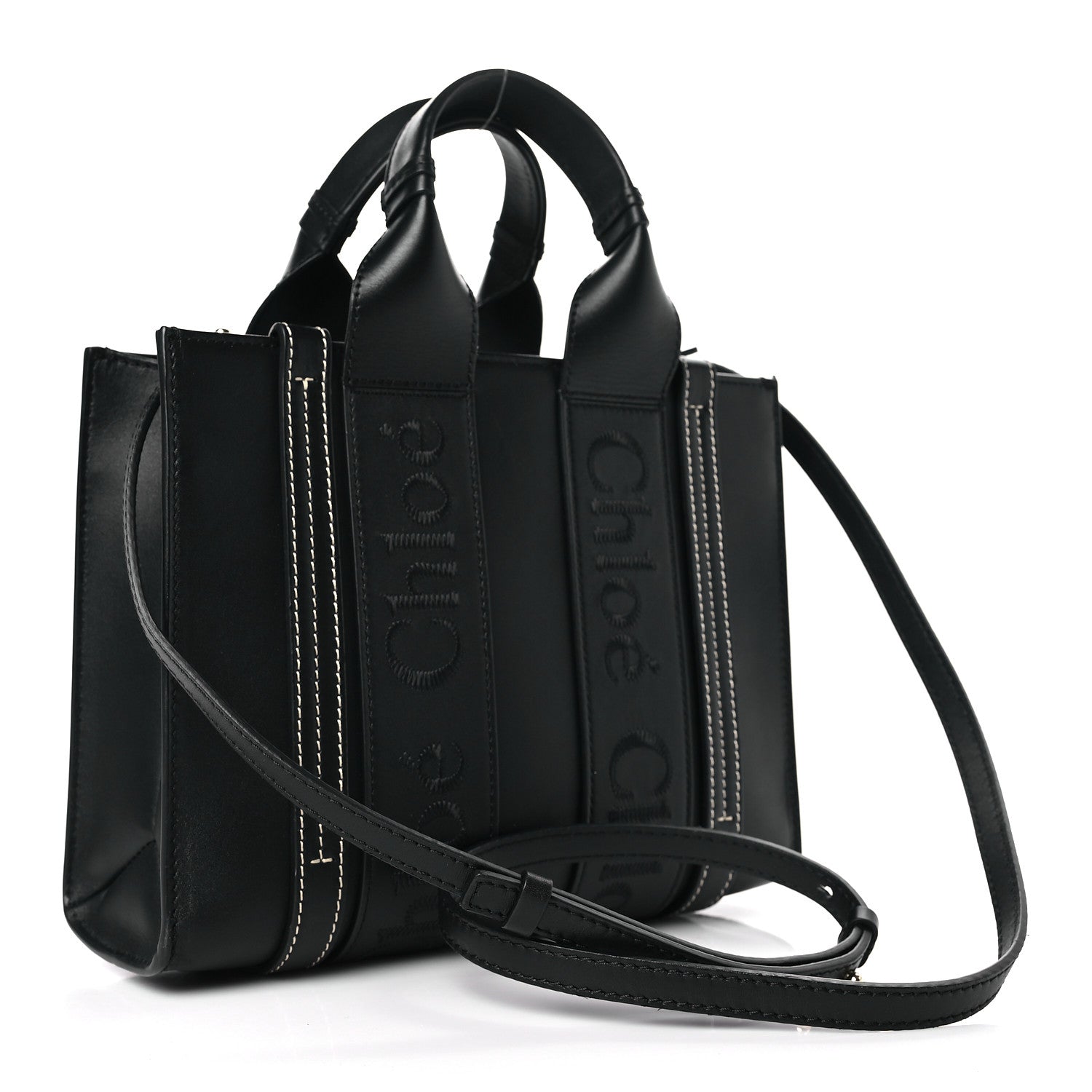 Chloe Calfskin Small Woody Tote Black 3 of 9