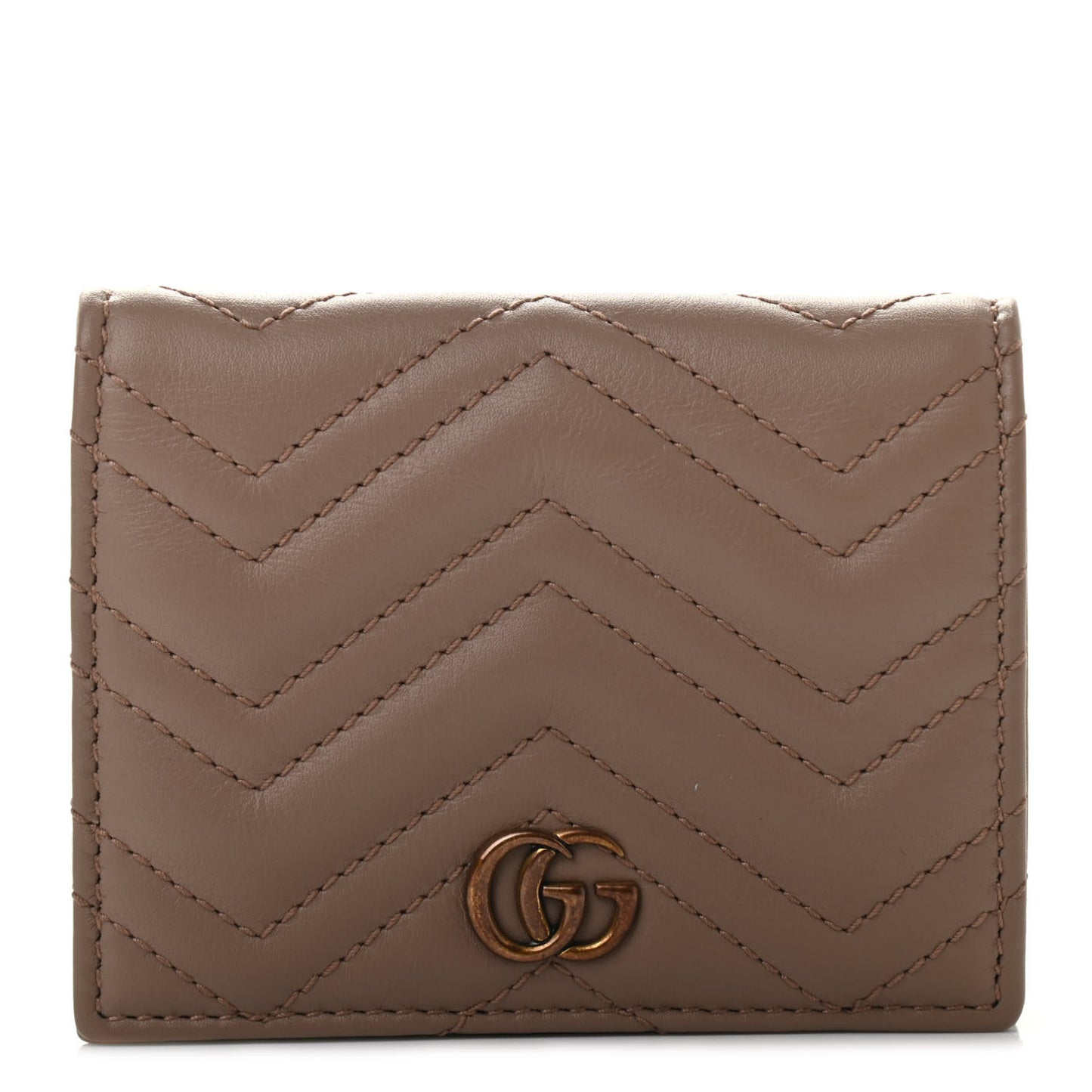 Calfskin Matelasse GG Marmont Card Case Porcelain Rose