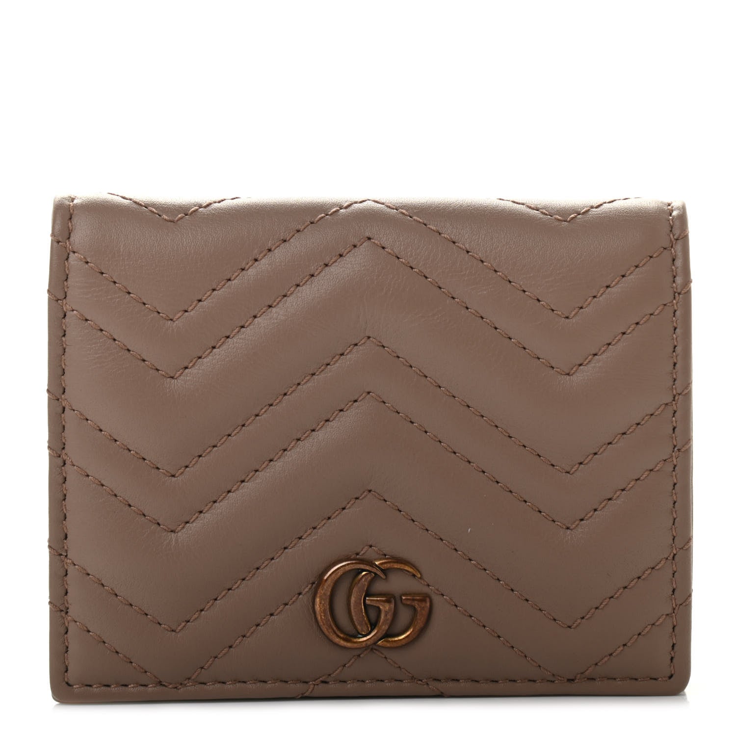 Gucci Calfskin Matelasse GG Marmont Card Case Porcelain Rose 1 of 6