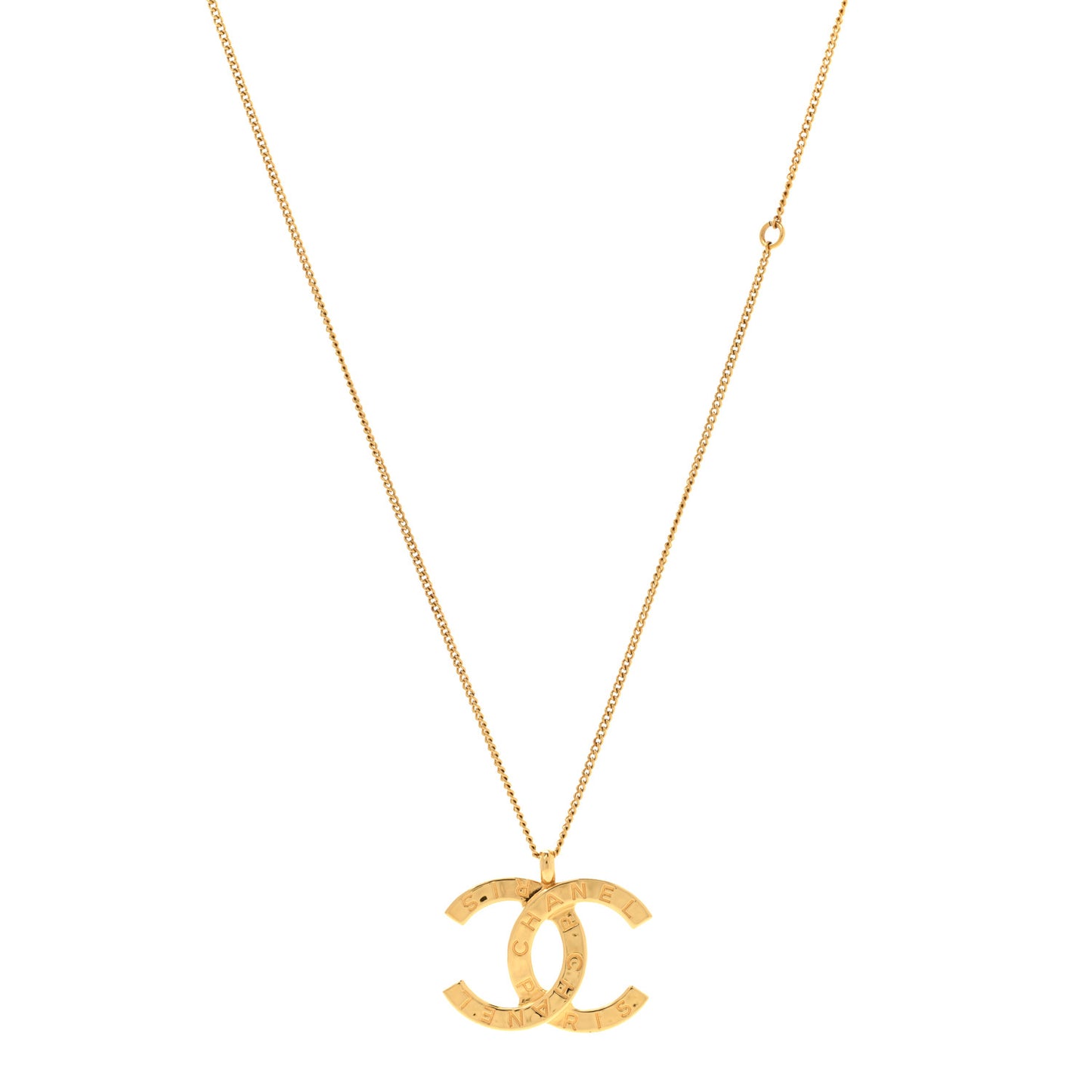 Metal CC Paris Button Necklace Gold